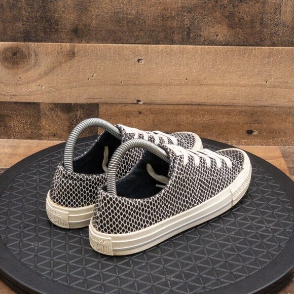 CONVERSE ALL STAR LOW SNAKESKIN PRINT WOMENS ATHLETIC SHOES BLACK LEATHER SIZE 6 - Picture 8 of 9